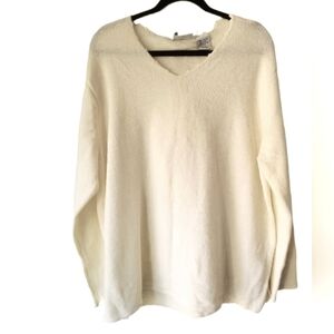 NWOT Women's Plus Warm Cozy V-neck Pullover Scalloped Plush Knit Sweater 18/20W